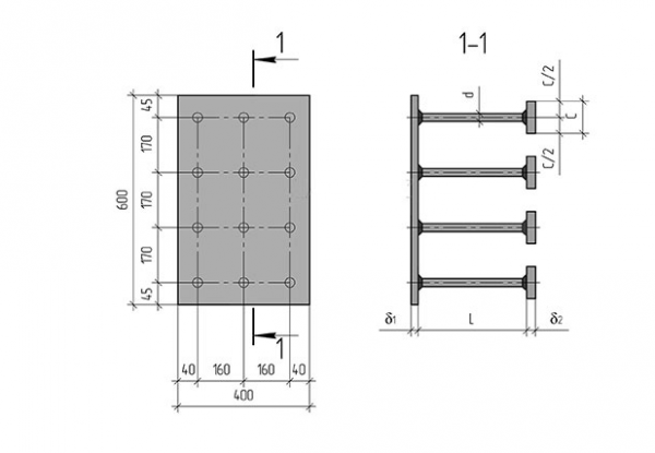 Закладные изделия по серии 1.400-15 МН 163 - МН 164 — фото 2